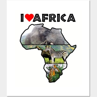 I Love Africa Wildlife Collage Map Posters and Art